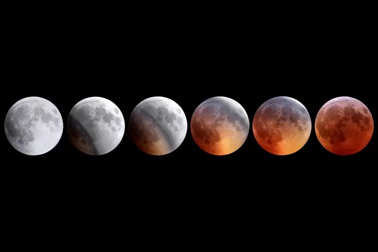Luna in varie fasi di eclissi