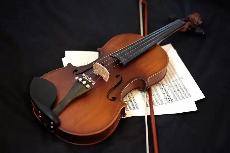 Violino che poggia su pentagramma